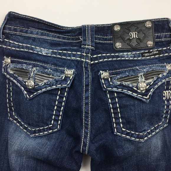 Miss Me Denim - 🛍 Miss Me Distressed Cut and Zip Bootcut Jeans 27